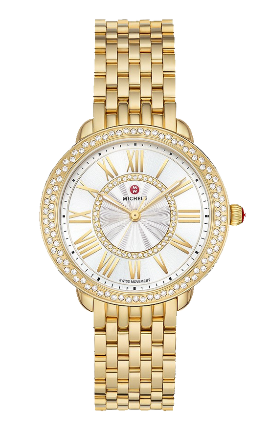 Michele Serein Mid 18k Gold-Plated Diamond Watch MWW21B000161