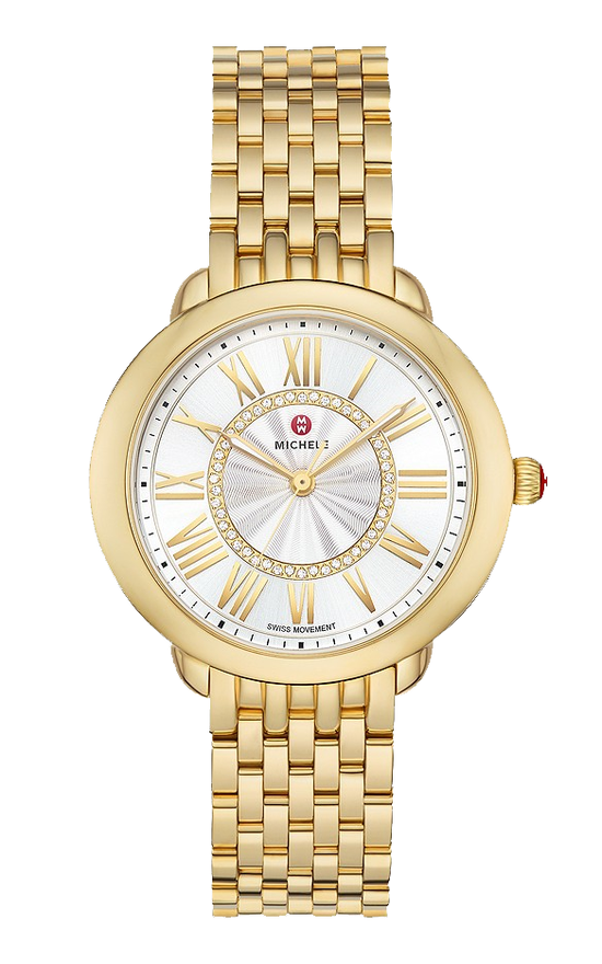 Michele Serein Mid 18k Gold-Plated Diamond Dial Watch MWW21B000160