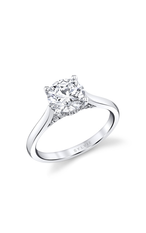 Engagement Ring – 14K White Gold Round Diamond S2130-015A4W15R | Sylvie
