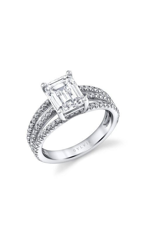 Engagement Ring – 14K White Gold Emerald Diamond S2201-057A4W20E | Sylvie