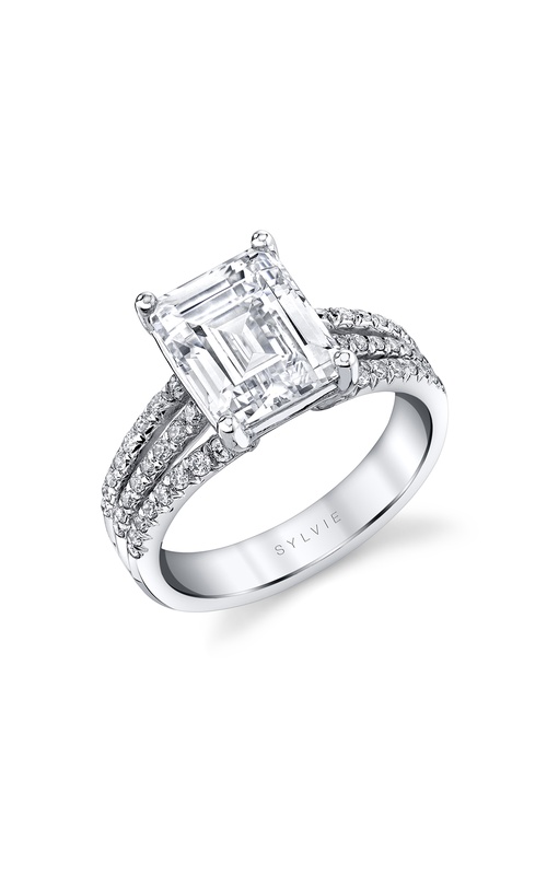 Engagement Ring – 14K White Gold Emerald Diamond S2132-046A4W30E | Sylvie
