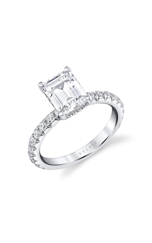Engagement Ring – 14K White Gold Emerald Diamond S2993-078A4W20E | Sylvie