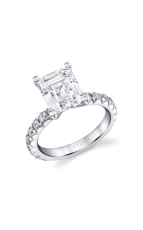 Engagement Ring – 14K White Gold Emerald Diamond S2793-100A4W30E | Sylvie