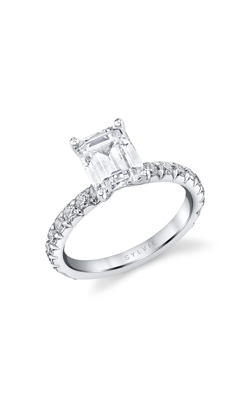 Engagement Ring – 14K White Gold Emerald Diamond S2693-075A4W20E | Sylvie