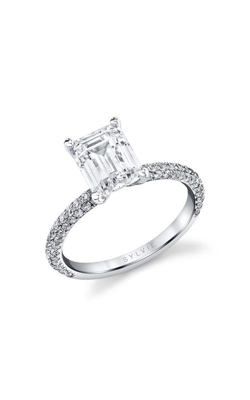 Engagement Ring – 14K White Gold Emerald Diamond S2633-050A4W20E | Sylvie