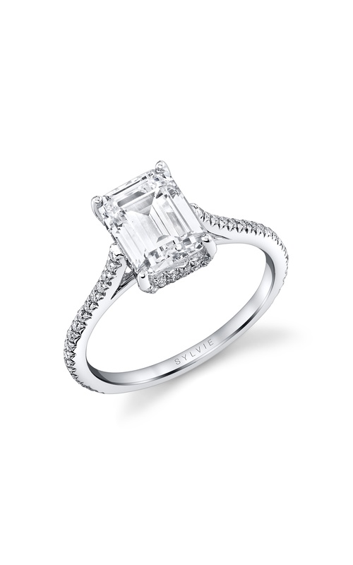 Engagement Ring – 14K White Gold Emerald Diamond S2583-034A4W20E | Sylvie