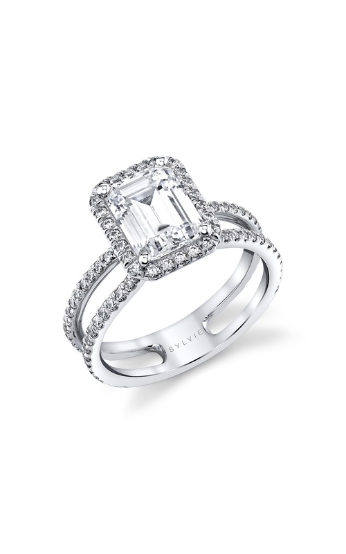 Engagement Ring – 14K White Gold Emerald Diamond S2331-062A4W20E | Sylvie