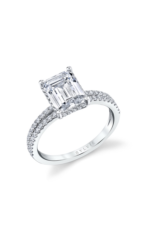 Engagement Ring – 14K White Gold Emerald Diamond S1973-040A4W20E | Sylvie