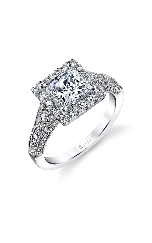 Engagement Ring – 14K White Gold Pear Diamond S1409-076A4W15P | Sylvie