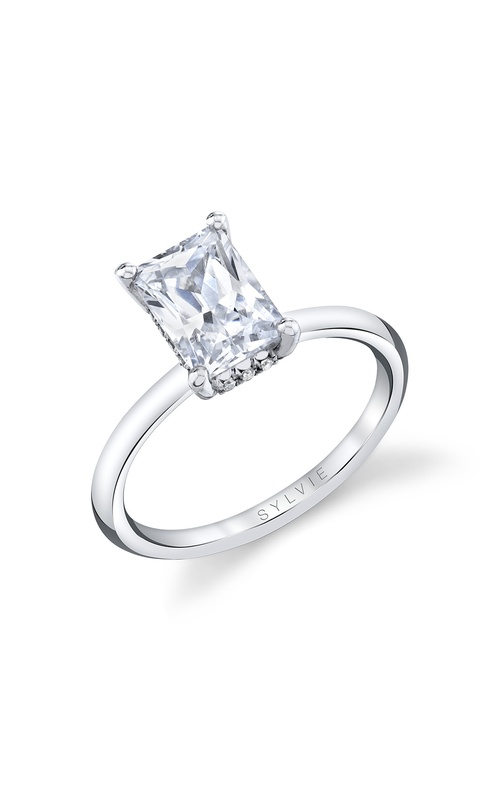 Sylvie Legacy Shell Solitaire Hidden Halo Engagement Ring S3693-12A4W30RA