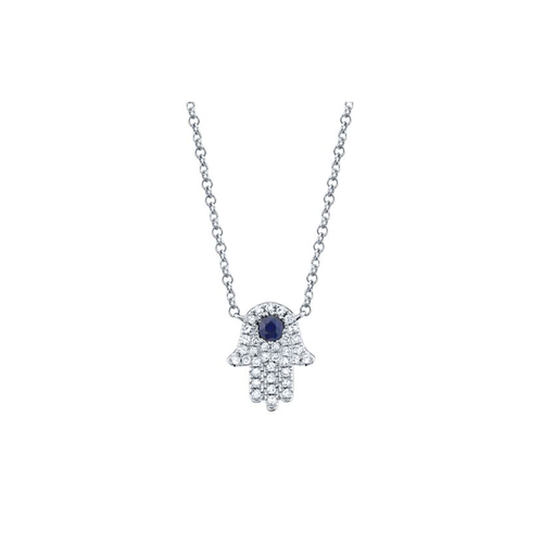 14K White Gold Shy Creation Sapphire Diamond Necklace