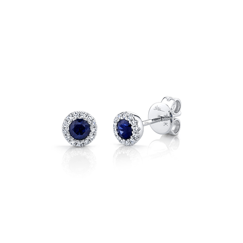 14K White Gold Shy Creation Sapphire  Earring