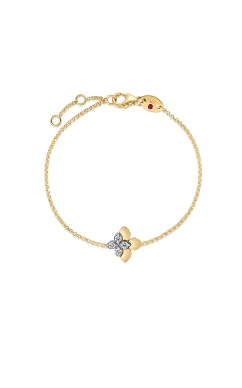 Roberto Coin Yellow/White 18 Karat Diamond Tiny Princess Bracelet With 4 = 0.09Tw Round G/H Si Diamonds