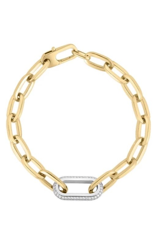 Roberto Coin Yellow/White 18 Karat Diamond Oro Classic Link Paperclip Bracelet With 0.78Tw Round G/H Si Diamonds