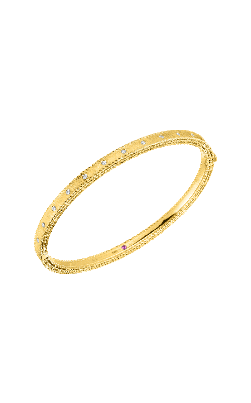 Roberto Coin Yellow 18K Diamond Princess Bangle 48X58 With 0.17Tw Round Diamonds