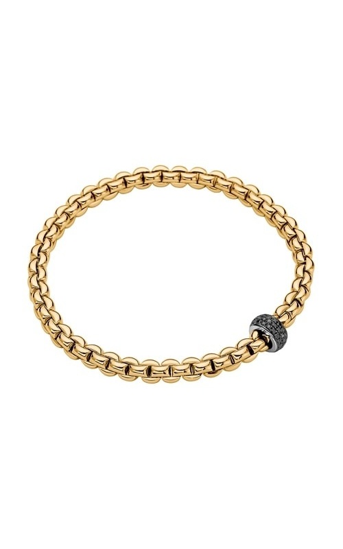 FOPE 18K YELLOW GOLD EKA BRACELET WITH 0.41CTW ROUND BLACK DIAMONDS SIZE LARGE