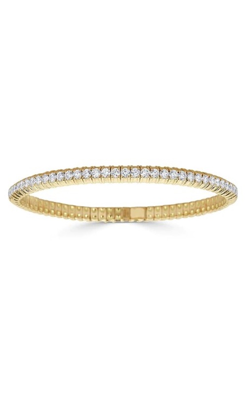 Zydo Yellow 18 Karat Stretch Bracelet With 3.22Tw Round F Vs Diamonds