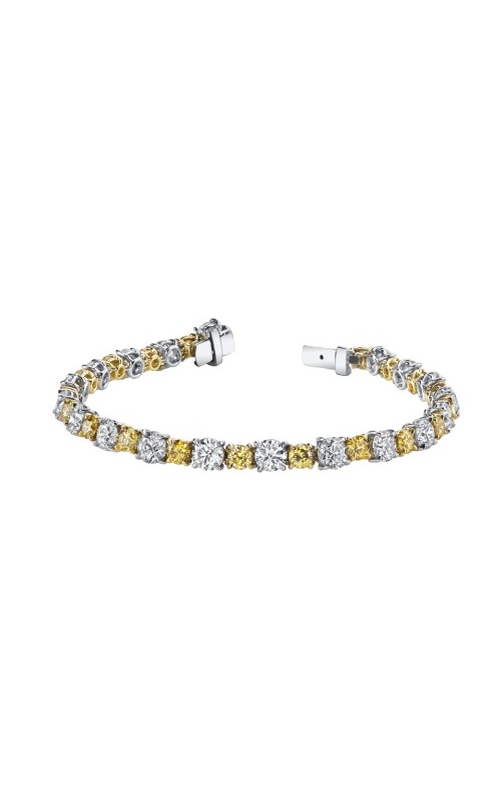 Harry Kotlar Yellow Platinum And 18K Diamond Tennis Bracelet With 19 = 9.97Tw Round H Si2 Diamonds And 19 = 4.74Tw Round Fancy Intense Vs-Si Diamonds