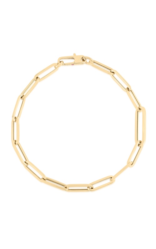 Roberto Coin Yellow 18 Karat Alternating Paperclip Link Bracelet Length 7