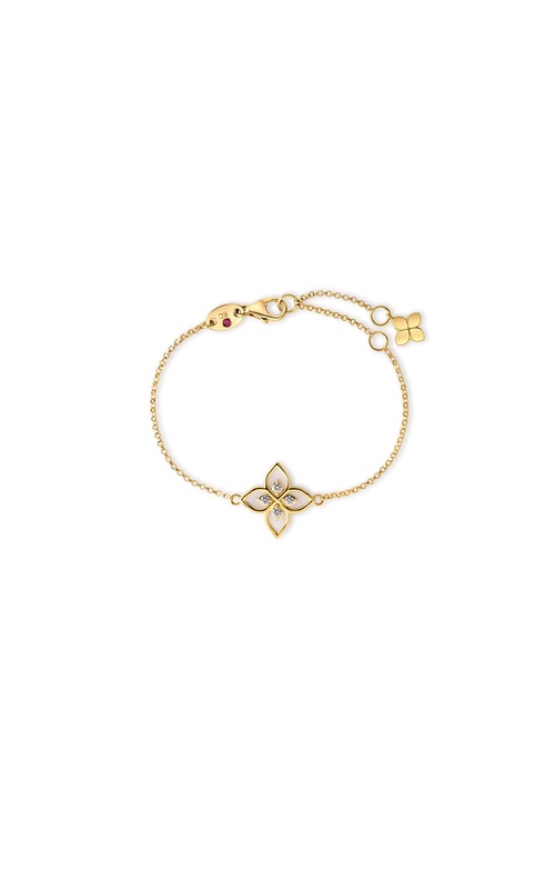 Roberto Coin Yellow 18K Venetian Princess Diamond Mother of Pearl Framed Flower Bracelet