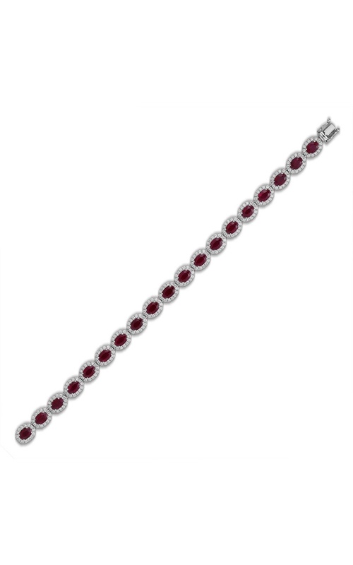 White 18 Karat Bracelet Length 7 With 19=9.78Tw Oval Rubys And 266=2.84Tw Round G/H Si2 Diamonds