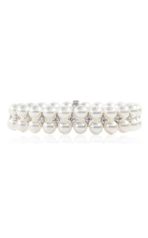 Oscar Heyman Platinum Pearl Diamond Bracelet With 26 = 2.68Tw Round Diamonds And 46 Akoya Pearls 6.5-7mm