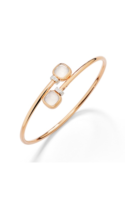 Pomellato Rose/White 18 Karat Nudo Bracelet With Milky Quartz and 0.019Tw Round G/H Vvs-Vs Diamonds