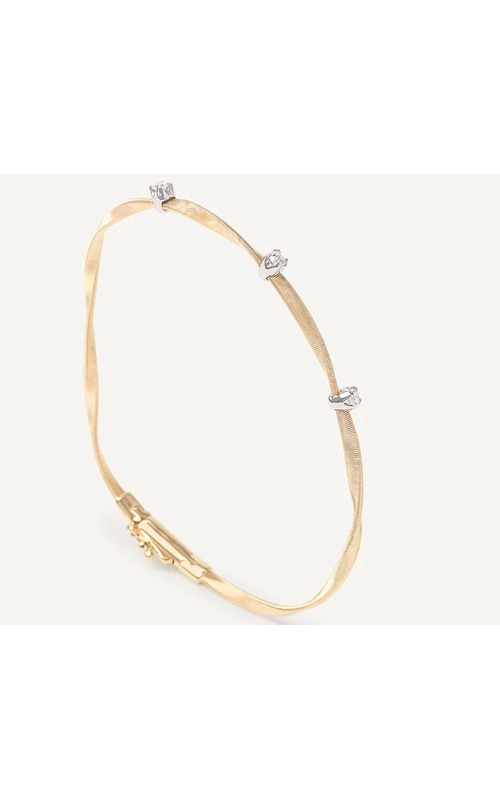 Marco Bicego White/Yellow 18 Karat Marrakech Twisted Coil Bracelet Bracelet With 3 = 0.15Tw Round G Vvs-Vs Diamonds