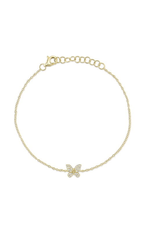 Yellow 14 Karat Diamond Butterfly Bracelet With 32 = 0.08Tw Round G/H Si Diamonds
