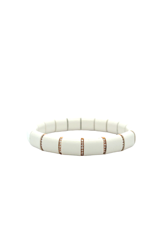 Rose 18 Karat White Composite Stone Bracelet With 42 = Round Diamonds