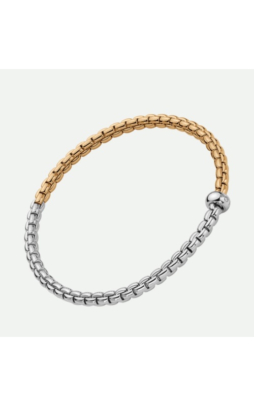 Fope White/Yellow 18 Karat Flex'it Bracelet With Bicolour Mesh With One = 0.01Ct Round Diamond