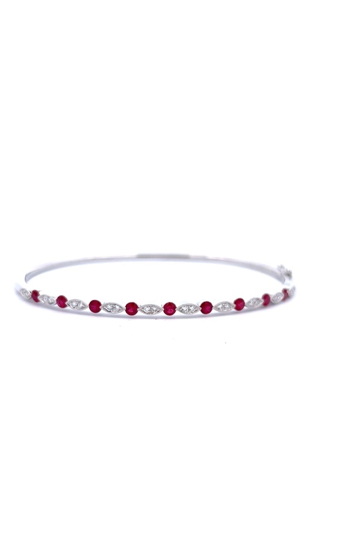 White 18 Karat Bracelet With 9=0.73Tw Round Rubys And 20=0.18Tw Round G/H Si Diamonds