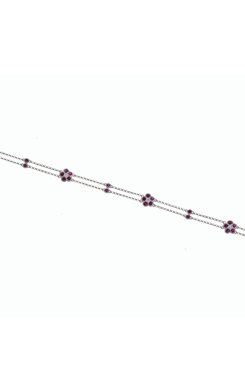 White 18 Karat Bracelet With 4=0.19Tw Round G/H Si Diamonds And 30=0.70Tw Round Rubies