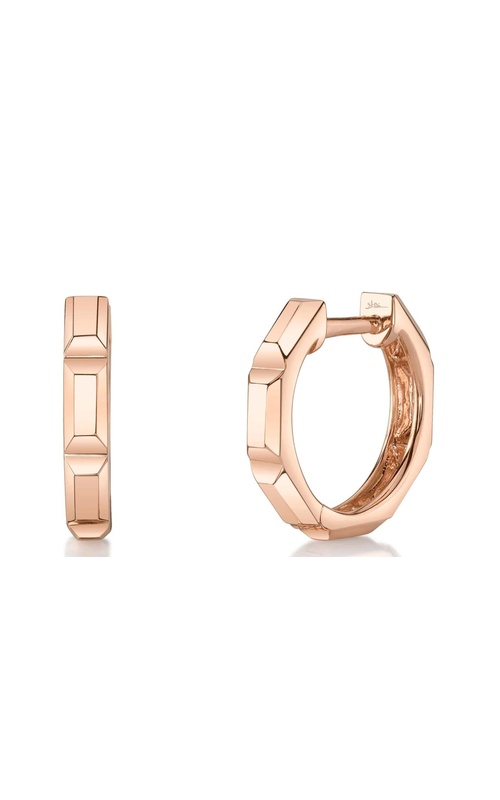 Rose 14 Karat Octagon Geo Cut Huggie Earrings