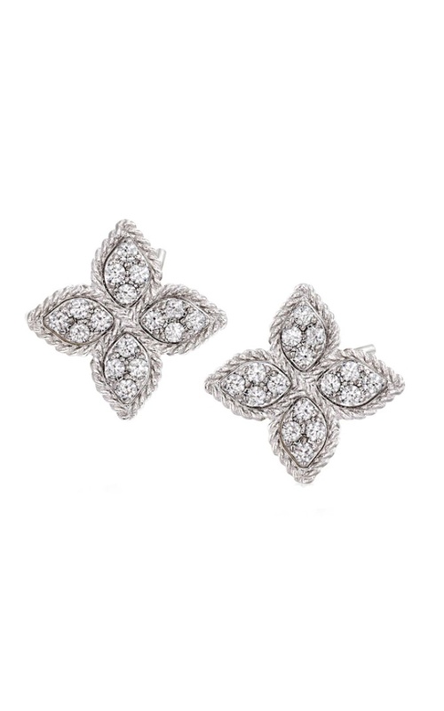 Roberto Coin Princess Flower Earrings White 18 Karat Earrings With 0.35Tw Round G/H Si1 Diamonds