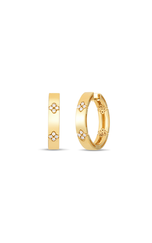 Roberto Coin Love In Verona 20Mm Yellow 18 Karat Earrings With 0.12Tw Round Diamonds