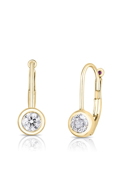 Roberto Coin Diamond Bezel Euro Earrings Yellow Polished 18 Karat Earrings With 2=0.48Tw Round G/H Si Diamonds