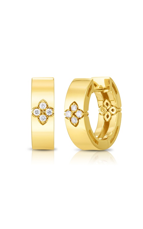 Roberto Coin Yellow 18 Karat Love In Verona Earrings 15Mm With 8=0.05Tw Round G/H Si Diamonds