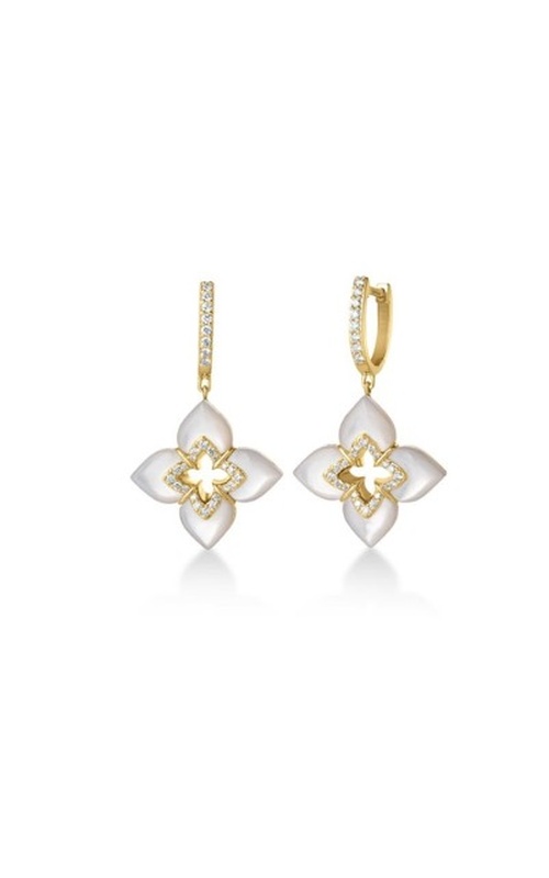 Roberto Coin Yellow 18 Karat Mother Of Pearl Venetian Princess Dangle Earrings With = 0.30Tw Round G/H Si Diamonds