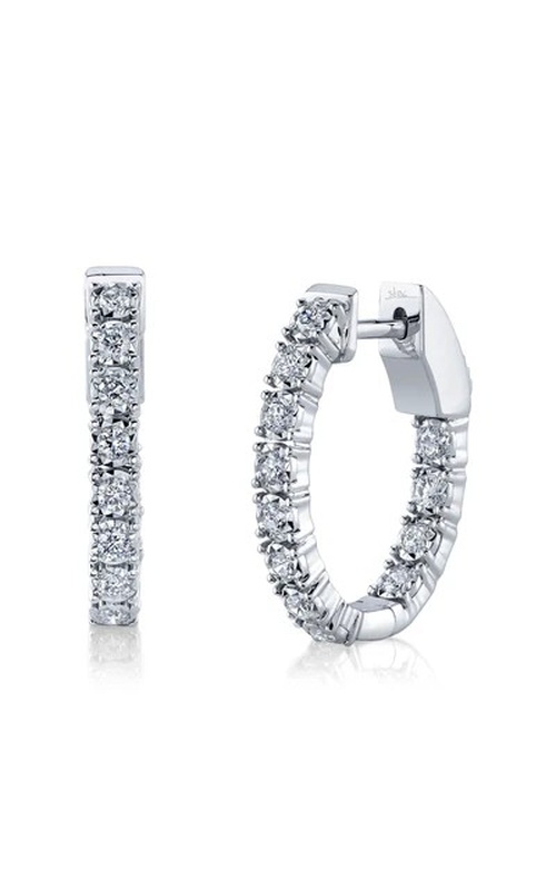 White 14 Karat Diamond Oval Hoop Earrings With 24=0.47Tw Round G/H Si Diamonds