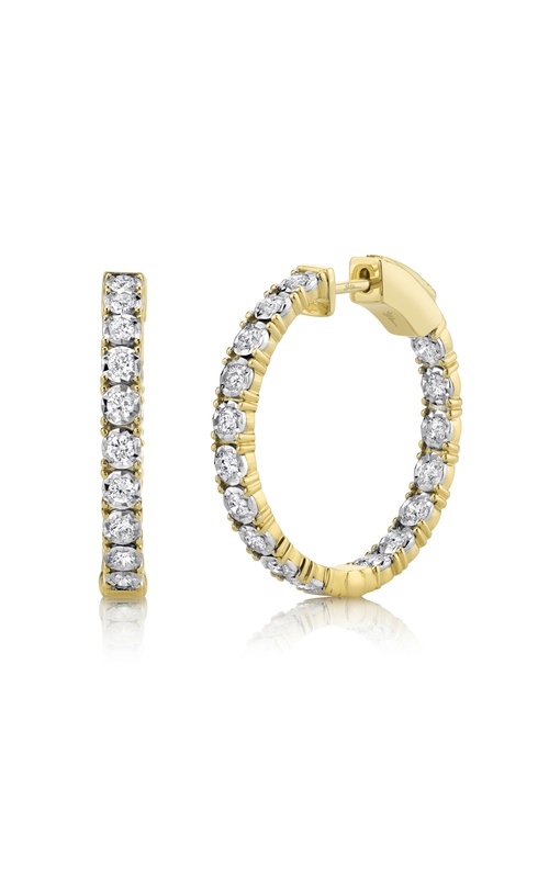 Yellow 14 Karat Medium Hoop Earrings With 34=1.06Tw Round G/H Si Diamonds