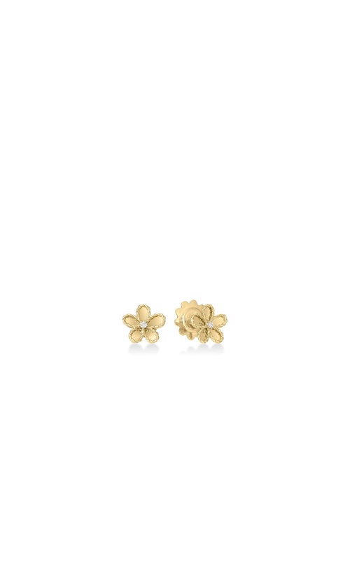 ROBERTO COIN 18KY 2=0.03TW JASMINE DIAMOND AND POLISHED FINISH SMALL FLOWER EARRINGS