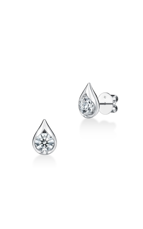 Hearts On Fire White 18 Karat Lu Droplet Stud Earrings With 2=0.64Tw Round I/J Vs Diamonds