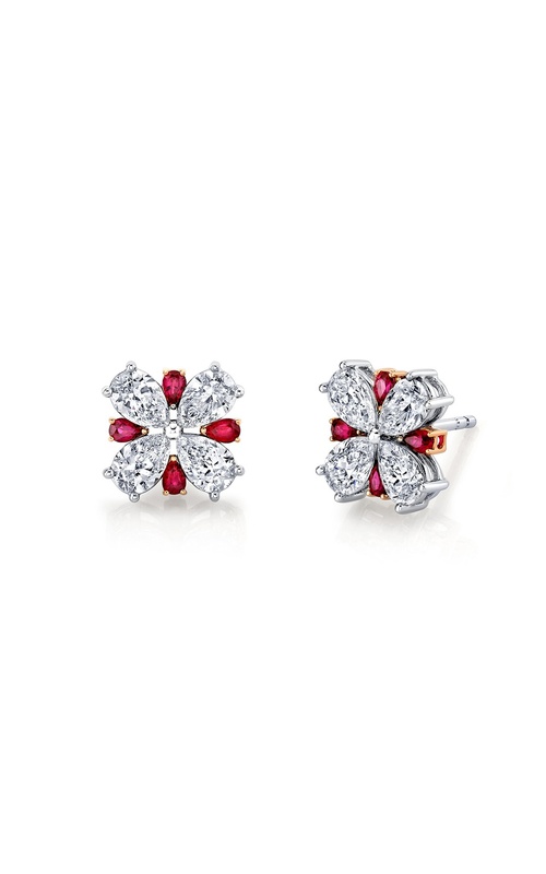 Harry Kotlar 18K White Scallop Jubilee with Rubies 8=1.50 G VS2 Diamonds and 8=0.52 Rubies