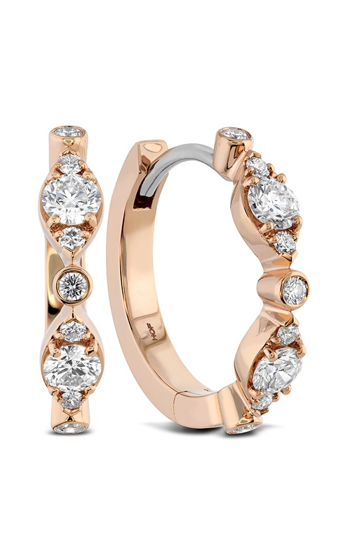 Hearts On Fire Bezel Regal Huggie Rose 18 Karat Earrings With 18=0.36Tw Round G/H Vs-Si Diamonds