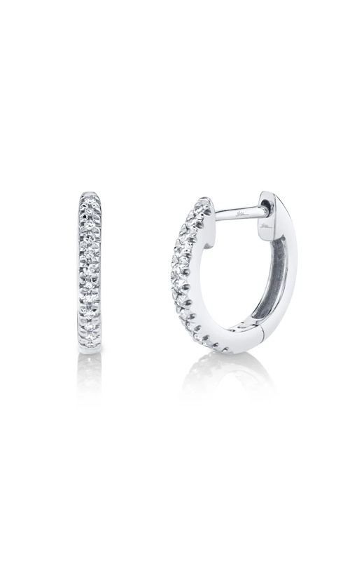 White 14 Karat Huggie 1/2 Earring With 12=0.035Tw Round G/H Si Diamonds
