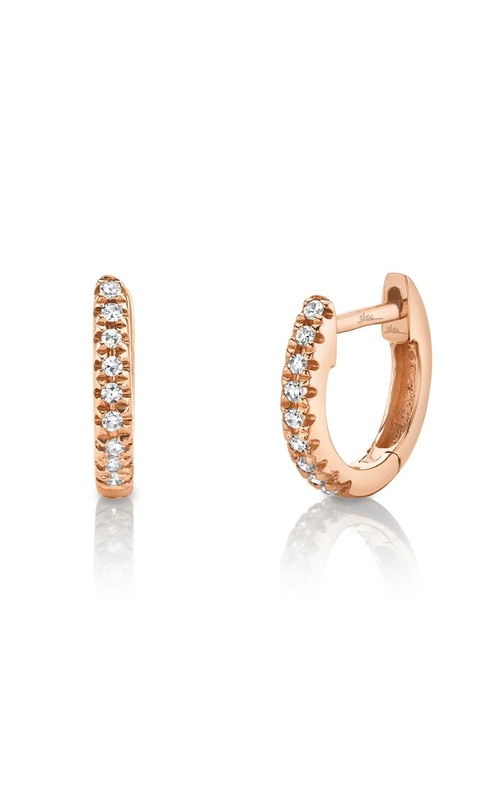 Rose Polished 14 Karat Huggie Earrings With 18=0.04Tw Round G/H Si Diamonds