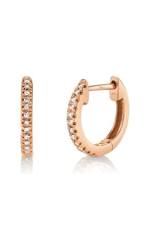 Rose Polished 14 Karat Huggie Earrings With 24=0.07Tw Round G/H Si Diamonds