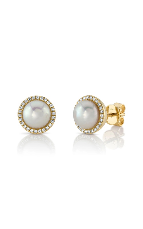 Lady's Yellow 14 Karat Earrings With 2 Cultured Pearls And 52 0.16Tw Round G/H Si Diamonds