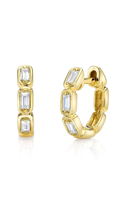Yellow 14 Karat Earrings With 6 = 0.19Tw Baguette G/H Si Diamonds